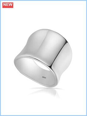 S925 Sterling Silver Wide Band Chunky Ring Plain Minimalist Thumb Index Finger